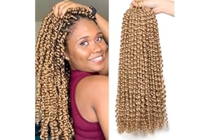 Leeven 6 Packs Passion Twists Water Wave Crochet Hair 18 Inch Bohemian Crochet Braids for Woman 22 Strands/Pack Passion Twist Braiding Hair for Butterfly Locs Braiding Hair Extension 27#