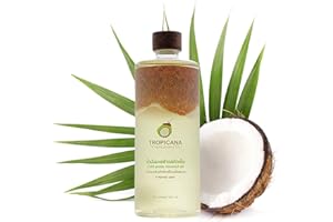 ‎TROPICANA VIRGIN COCONUT OIL Tropicana Oil 100% Veganes Bio Kokosöl - 500 ml Flasche mit Holzdeckel- Kokosöl Bio Kaltgepresst - Vegan und Glutenfrei, Haare, Kokosöl Haut, Kochen, Natives Kokosöl extra, Extra Virgin Coconut Oil