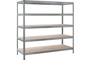 ‎SCHULTE REGALWELT SCHULTE Regalwelt Schwerlastregal mit 5 Ebenen, 180x160x60 cm (HxBxT), Traglast pro Ebene ca. 250 Kg, verzinkt, Lagerregal, Kellerregal, Werkstattregal, Steckregal