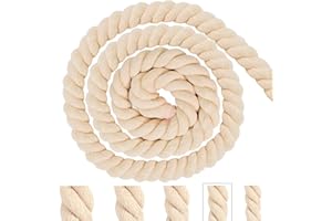 Pyroclasia Cordón de algodón de macramé, hilo de 10 mm, 5 m, cuerda de rocío beige, cuerda de algodón, cordón grueso, cordón de algodón para decoración, manualidades, jardinería, embalaje de regalos