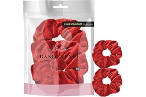 BASIC SENSE 2 PCS Premium Large Hair Velvet Scrunchies Ties Bands Updo Ponytail Bobble Scrunchy Holder For Women Girl Kids, Red