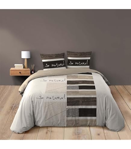 Home Linge Passion Parure De Couette 220x240 Cm Mimosa Noir - Microfibre - Douceur Et Résistance - 3 Pièces