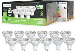 sailsco Classe A Lampadine GU10 LED Spot,1.9W (Equivalenti a 50W),345 Lumen,4000K Bianco Caldo,Risparmio Energetico LED GU10,Lunga Durata,Basso Consumo,36° Angolo del Fascio,Non Dimmerabile,12 Pezzi
