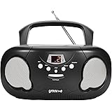 Groov-e Portable CD Player Boombox with AM/FM Radio, 3.5mm AUX Input, Headphone Jack, LED Display - Black, GVPS733BK
