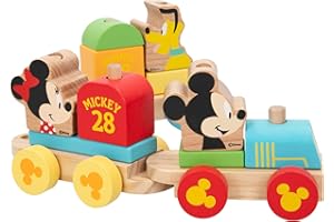 WOOMAX Disney Mickey Mouse, Juguete Tren Madera, Formas Encajables, Juguetes Niños 2 Años, Bebe 18 Meses, Educativos, Preescolar, Infantil, 48702