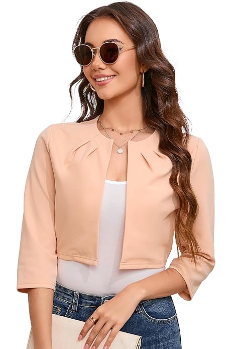 Bolero Donna Elegante - Maniche Lunghe, Corto, In Poliestere E Spandex