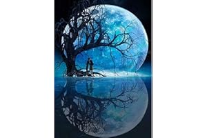 Malowanie Według Numerów dla Dorosłych, CAYUDEN 40x 50 Full Moon Akrylowe Farby Olejne Według Numerów dla Dorosłych Początkujący Zestaw Dzieci z 3 Pędzlami Malowanie Według Numerów Zestawy Płótnie