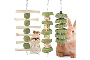 ERKOON 3 Pcs Rabbit Chew Toys, Boredom Breakers Treats for Bunny, Guinea Pigs, Rabbits, Chinchillas & Hamsters Enrichment Toys – Small Animals Cage Hanging Accessories for Teeth Grinding