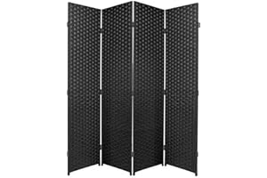 SaleemExpress Room Divider Screen Privacy Panel - Folding Paravent 4 Panel Divider Screen - Partition Wall Panel Privacy Furniture - Black (4 PANELS)