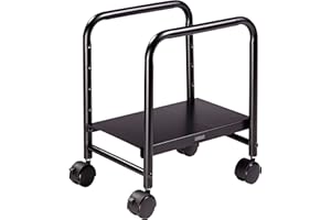 EUREKA ERGONOMIC Support PC Hauteur Réglable Chariot Informatique Mobile Support pour Unité Centrale Ordinateur avec 4 roulettes pour Bureau Assis Debout Noir