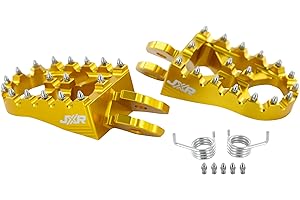 JXRACING JXR Sur Ron Foot Pegs - Upgraded Pedal Rests Surron Accessories for Light Bee Dirt Bike - Anodised Aluminium Motorcycle Footpegs (Gold)