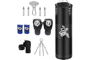 HXIZMY Sacco Boxe Adulti Appendere: Palestra per MMA Allenamento Borsa(Non Riempiti)
