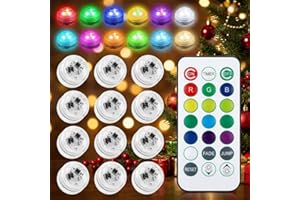 QKHCABLE Submersible LED Lights, Waterproof LED Pool Lights with Remote, Battery Operated Colour Changing Flameless LED Battery Tea Lights for Vase, Bath, Wedding, Thanksgiving Day, Christmas Deco (12PCS)