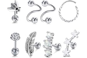 Mayhoop Piercing Tragus Helix Cartilago Oreja Acero Quirurgico 16G con ópalo Aros Herradura Piercing Joyería