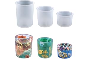 ELIONLESS Cylinder Resin Molds, 3 Pcs Silicone Candle Holder Moulds Tealight Holder Tray Epoxy Resin Mold for DIY Crafts Home Decoration