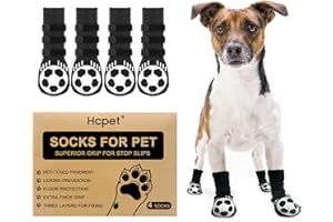 HCPET 2 Paar Doppelseitige Anti-Rutsch Hundesocken, Pfotenschutz Mit Strap Traction Control für Hartholzböden, Verletzungen Verhindern Lecken für Kleine Mittlere Große Hunde (L)