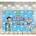 Two Infinity and Beyond Backdrop for 2nd Birthday Party Supplies Photo Backgrounds Toy Story Theme Baby Shower Banner 59x38in