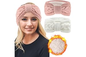 DRESHOW Femmes Chaud Tricoté Bandeau Hiver Oreille Plus Chaud Crochet Tête Enveloppe épais Polaire Doublure Cheveux Bandes