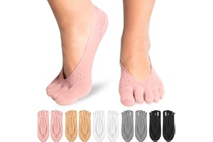 FASTRAY 7 Pares-Calcetines Dedos Mujer Invisibles-Evitan Rozaduras-Posición Natural y Alineación cómoda de los Dedos-Suaves y Transpirables-Elásticos, Ajustan Bien y No Resbalan-Tallas Europeas 35-42