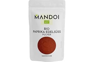 ‎MANDOI Mandoi Bio Paprika Pulver edelsüß, 200g aus Spanien. Gemahlene Paprika in Bio Qualität. Mild, pikant und aromatisch
