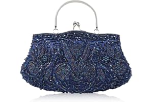 CORIOS Wieczorowa kopertówka dla kobiet vintage torebka z cekinami z koralikami torebka ślubna torebka ślubna