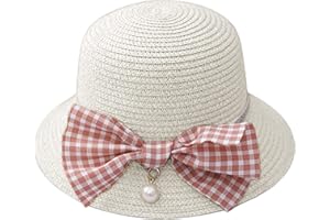 XYIYI Kid Girls Summer Straw Hat Sun Protection Visor Hats Foldable Wide Brim Bowknot Beach Cap for 2-8 Years Old