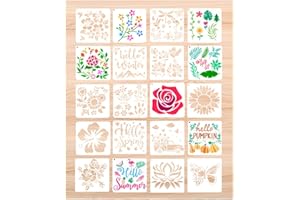 Zamety 20 Pièces Pochoir Végétal pour Peinture à Peindre Pochoir Réutilisable Peinture Pochoirs pour Pochoir Mural a Peindre 6 x 6 pouces Plant Stencil à Dessin DIY