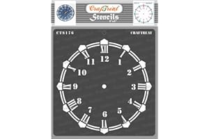 CrafTreat Reusable Wall Clock Stencils for Painting on Wood, Canvas, Paper, Fabric, Floor, Wall and Tile - Wall Clock - 6x6 Inch - DIY Art and Craft Stencils - Clock Face Stencil