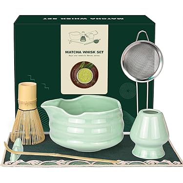 Lomonmen Matcha Set 7-teilig - Traditionelles Japanisches Teezeremonie Set Mit Bambusbesen