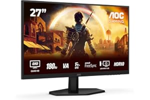 AOC Gaming Q27G42XNE - Monitor Quad HD 27 cali, 180 Hz, 1 ms, FreeSync Prem., HDR10 (2560x1440, 2X HDMI 2.0, 1x DisplayPort 1.4) Czarny