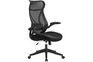 SONGMICS Sedia da Ufficio, Sedia da Scrivania Girevole, Schienale Ergonomico, Altezza Regolabile, Braccioli Ribaltabili, con Poggiatesta, Portata 150 kg, Nero Inchiostro OBN088B01