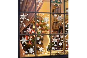 Haus Projekt 184 białe świąteczne naklejki na okna, 5 arkuszy A4, Boże Narodzenie, płatek śniegu, dekoracje okienne, 1,5 cm do 9,5 cm, dekoracja na okno z gwiazdami, naklejki świąteczne tematyczne,