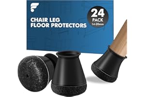 Shinfly Okrągłe nakładki na nogę krzeseł, 24 sztuki (14 – 20 mm), silikonowe ochraniacze dla nóg krzeseł i ochrona podłogi, filcowe podkładki do skośnych