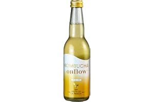 Kombucha Natural Onflow, Té Kombucha Sin Azúcar, Sabor Fruta de la Pasión, Pack 9 Botellas x 33cl