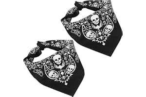 ZHAOYCSH 2-pack bandana halsduk – svart dödskalle huvudduk 55 x 55 cm, dubbelsidigt tryckt med piratmönster och rutig kant