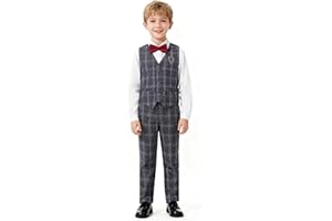 LOLANTA Costume Mariage pour Garçon, Tenue à Carreaux Cérémonie Enfant, Ensemble Gilet et Pantalon