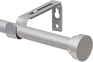 VIOREMOS Extendable Curtain Pole 67-107cm, Diameter 16mm Curtain Rod With Stainless Steel Fittings, Silver Curtain Pole for Bedroom, Living Room