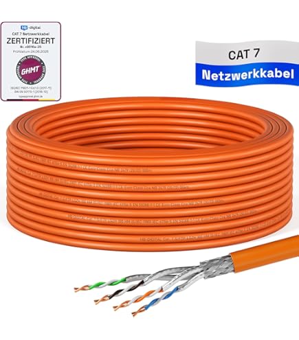 Germany B.e.s.t CAT 7 netwerkkabel, 200 m, installatiekabel, S/FTP LAN-kabel, puur koper, 10 Gbit/s, geschikt voor PoE , LSZH, ethernet datakabel voor high-speed internet en netwerkinstallatie