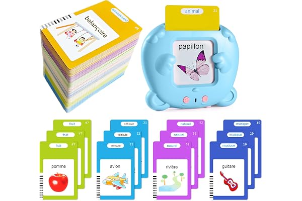510 Mots Cartes Parlante Montessori Français, Carte Parlante en Français, Cartes Educatives pour Ecouter et Apprendre, Jeux Montessori pour Apprentissage, Jouet Enfant pour Cadeau de Garcon/Fille-Bleu