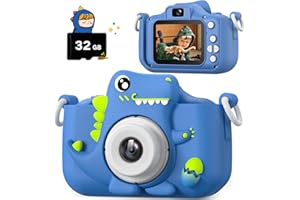 HOOMOON Neu Dinosaurier Kinderkamera, Weihnachten Geburtstag Geschenke für Mädchen Jungen Alter 3-12, 1080P HD Selfie Digital Video Kamera, Niedliche kleine Mädchen Geschenke Spielzeug für 3 4 5 6 Jahre
