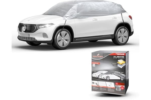WALSER Bâche de Protection pour Voiture All Weather, 100% bâche Voiture imperméable, Housse Voiture imperméable, Bâche de Voiture Demi-bâche Taille 2 Argent