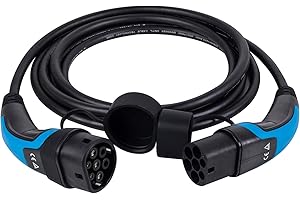 lighteu, DasVolt® EV/Cable de Carga para vehículos eléctricos e híbridos | Tipo 2 a Tipo 2 | 32 amperios (7,2 kW) / una Fase | Cable de Carga doméstico de 5m IP55