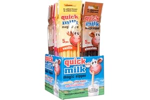 12 Packung je 5 Trinkhalme (60 Halme) Quick Milk Erdbeere,Vanille, Schokolade Magische Milch Strohhalme, 0.36 kilograms