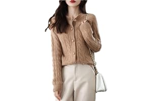 VOGRTCC Suéter Tipo Cárdigan Tejido De Lana con Botones Y Manga Larga para Mujer