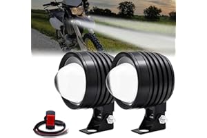 Ygmylandbb LED Motorcycle Auxiliary Lights,driving fog Lights for motorcycle, 12V White and Amber running spotlights, 2Pcs