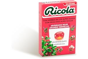 Ricola – Arándano Rojo, Caramelos Duros, Refresca y Alivia la Garganta y las Vías Respiratorias, 13 Hierbas Suizas y Aceites Esenciales, Sin Azúcar, con Edulcorante - Caja 50 g