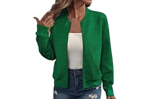 TRIGLICOLEUM Bomberjacke Damen Blouson Sommerjacke Leichte Reißverschluss Sweatjacke Kurz Pilotenjacke Einfarbig Jacke Dünne Langarm Übergangsjacke College Jacket Mädchen Fliegerjacke Sommer Damenjacke Wanderjacke