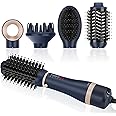 4 in 1 Hairdryer Hot Air Brush Set, PARWIN PRO BEAUTY Styler Set, Hairdryer Brush with 4 Attachments for Drying, Smoothing, Volume and Styling, Ion Care, 1000 Watts, Blue