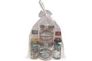 DELIEX DELICIAS DE EXTREMADURA Detalle de: Aceite de oliva, vinagre, crema de queso y paté en bolsa de organza. Perfecto para regalar a los invitados de bodas, eventos, bautizos, etc.