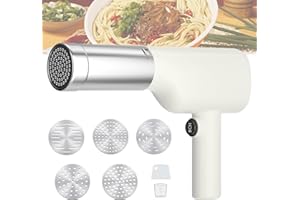 KAMANAN Cordless Handheld Automatic Noodle Maker Machine Portable Automatic Pasta Maker 40W Electric Stainless Steel,Handheld Electric Homemade with 5 Pasta Discs